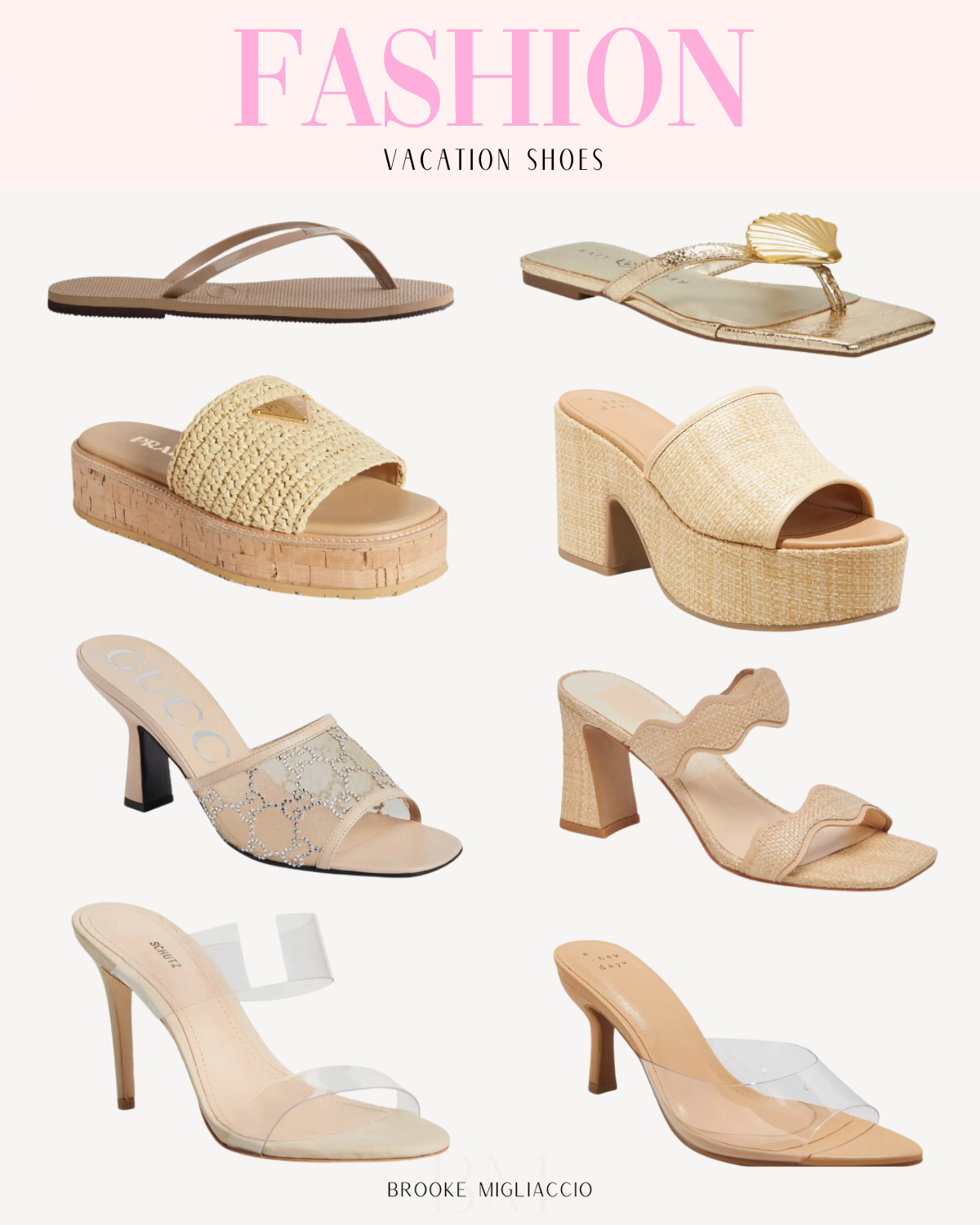 VACAY VIBES:                                                            Stylish Vacation Looks + Accessories | Vacation style, vacation outfits, summer outfits, vacation shoes, summer dress, summer shoes, spring shoes, travel outfit, travel shoes, summer accessories, swim shoes